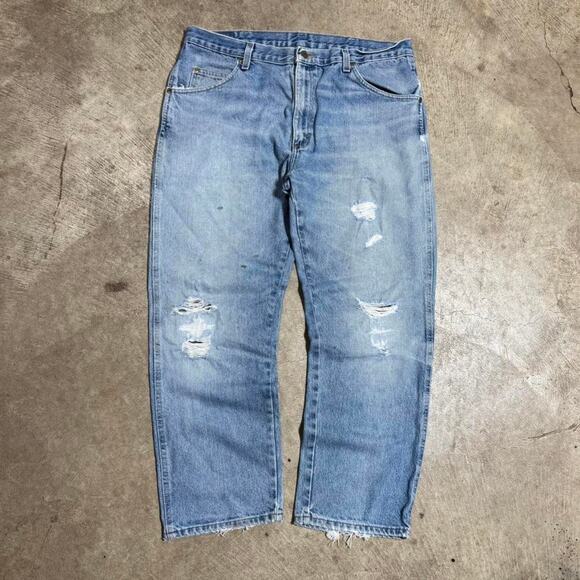 Vintage VTG Y2K Distressed Wrangler Blue Jeans - Picture 1 of 8